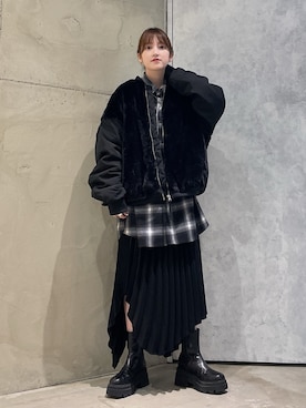 「tk.TAKEO KIKUCHI（ティーケータケオキクチ）のアイテム（ブルゾン）」を使った、MIKAさん（レディース・154cm）の秋コーディネート