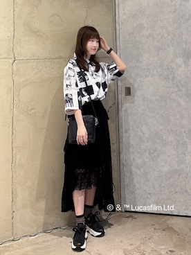 「ディズニーコーデ」｜「アイテム（ホワイト系）」を使った、MIKAさん（レディース・154cm）の夏コーディネート