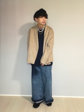 「ZARA（ザラ）のアイテム（ノーカラージャケット）」を使った、UW168さん（メンズ・175cm）の春コーディネート