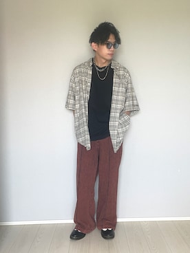 「MAISON SPECIAL（メゾンスペシャル）のアイテム（スウェットパンツ）」を使った、UW168さん（メンズ・175cm）の夏コーディネート