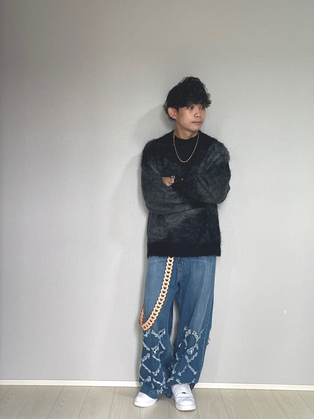 ユニセックスアイテム》レーザーカットフロントデザインハイパーワイド