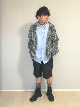 「MAISON SPECIAL（メゾンスペシャル）のアイテム（カーディガン/ボレロ）」を使った、UW168さん（メンズ・175cm）の春コーディネート
