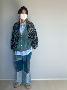 「MAISON SPECIAL（メゾンスペシャル）のアイテム（モカシン/デッキシューズ）」を使った、UW168さん（メンズ・175cm）の冬コーディネート