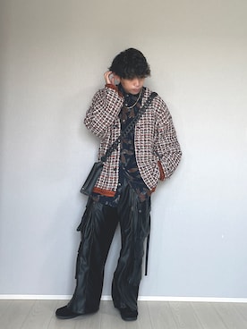 「アイテム（ウォレットチェーン）」を使った、UW168さん（メンズ・175cm）の秋コーディネート