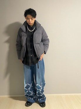「ほめられ本命コーデ」｜「アイテム（ダウンジャケット/コート）」を使った、UW168さん（メンズ・175cm）の冬コーディネート