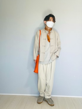 「MAISON SPECIAL（メゾンスペシャル）のアイテム（モカシン/デッキシューズ）」を使った、UW168さん（メンズ・175cm）の秋コーディネート
