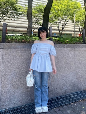「アイテム（ボストンバッグ）」を使った、momonyan._さん（レディース・154cm）の夏コーディネート