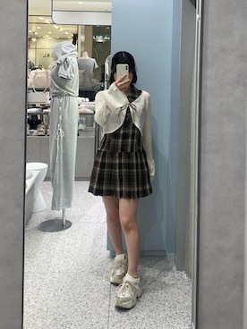 「アイテム（カーディガン/ボレロ）」を使った、momonyan._さん（レディース・154cm）の夏コーディネート