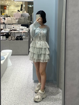 「OLIVE des OLIVE（オリーブデオリーブ）のアイテム（ワンピース/ドレス）」を使った、momonyan._さん（レディース・154cm）の夏コーディネート