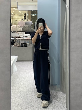 「アイテム（パーカー）」を使った、momonyan._さん（レディース・154cm）の夏コーディネート