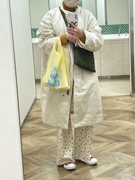 「GU（ジーユー）のアイテム（モッズコート）」を使った、arsuu1209さん（レディース・158cm）の春コーディネート