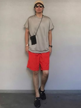 「MB（エムビー）のアイテム（帽子）」を使った、シーマさん（メンズ・180cm）の夏コーディネート