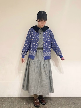 「Samansa Mos2（サマンサ モスモス）の配色前後2WAYブラウス（シャツ/ブラウス）」を使った、やのさん（レディース・163cm）の冬コーディネート