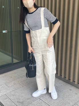 「大学生」｜「アイテム（オールインワン・サロペット）」を使った、nさん（レディース・159cm）の春コーディネート