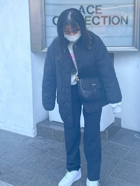 「大学生」｜「アイテム（ブルゾン）」を使った、nさん（レディース・159cm）の冬コーディネート