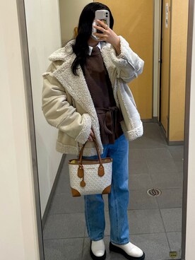 「jouetie（ジュエティ）のアイテム（ムートンコート）」を使った、mさん（レディース・161cm）の冬コーディネート
