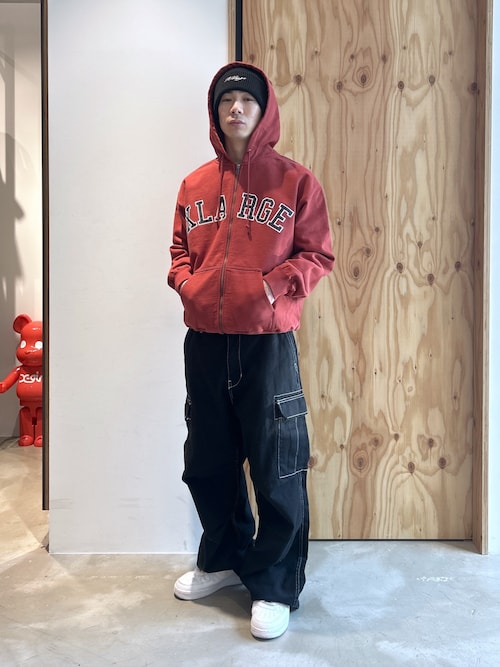 PERFORATED LEATHER LOGO ZIP UP HOODED SWEATSHIRT（パーカー