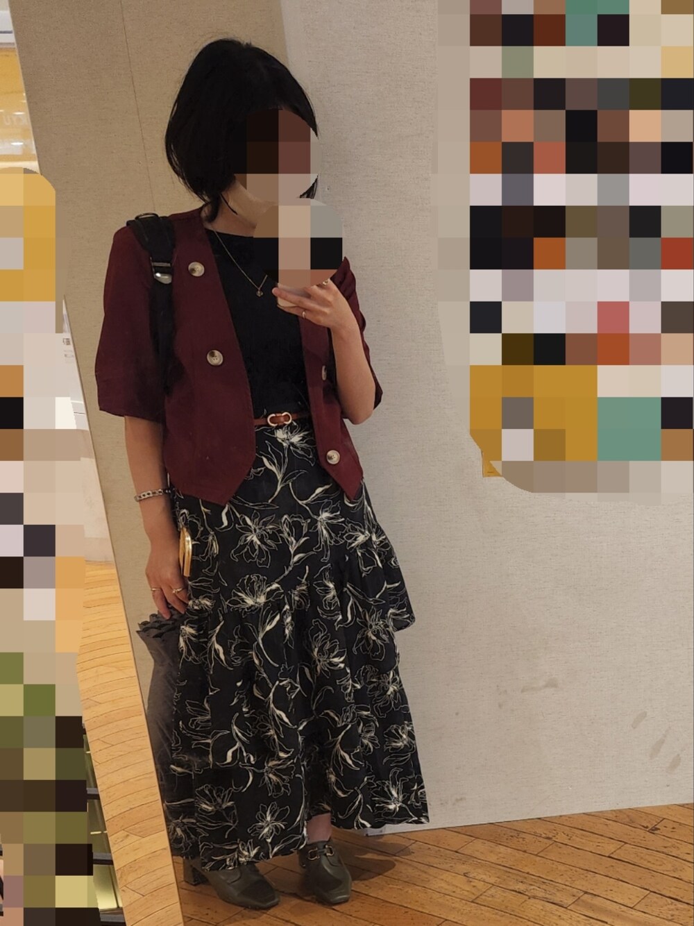 「休日スタイル、今日のコーデ、ロングスカート、低身長コーデ、スカートスタイル、骨格ウェーブ、大人女子、NWITH.、emi+、RANDA」｜「N WITH.のアイテム（タンクトップ、ブラック系）」を使った、みかん大福さん（レディース・148cm）の秋コーディネートの1枚目の写真