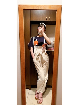 「ミッフィーTシャツ」｜からマヨちゃんさん（レディース・160cm）の夏コーディネート