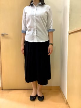 「アイテム（ビジネスシャツ）」を使った、BRICK HOUSE by Tokyo Shirts 神辺フジグラン店さん（レディース・168cm）の春コーディネート