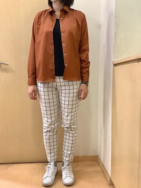 「アイテム（ビジネスシャツ）」を使った、BRICK HOUSE by Tokyo Shirts 神辺フジグラン店さん（レディース・168cm）の夏コーディネート
