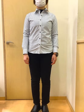 「アイテム（ビジネスシャツ）」を使った、BRICK HOUSE by Tokyo Shirts 神辺フジグラン店さん（レディース・158cm）の冬コーディネート