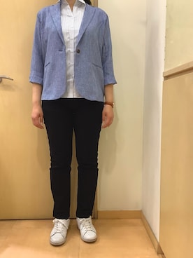 「アイテム（ビジネスシャツ）」を使った、BRICK HOUSE by Tokyo Shirts 神辺フジグラン店さん（レディース・168cm）の春コーディネート