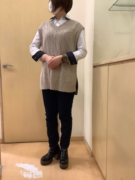 「ハイウエストデニム」｜BRICK HOUSE by Tokyo Shirts 神辺フジグラン店さん（レディース・158cm）の秋コーディネート