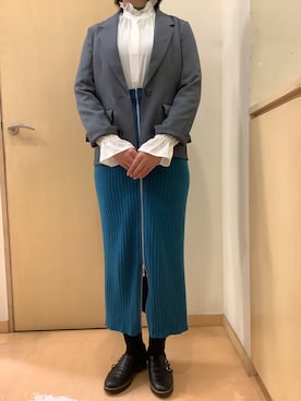 「ハイウエストスカート」｜「アイテム（ジャケット/アウター）」を使った、BRICK HOUSE by Tokyo Shirts 神辺フジグラン店さん（レディース・158cm）の冬コーディネート