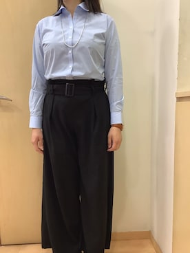 「アイテム（ビジネスシャツ）」を使った、BRICK HOUSE by Tokyo Shirts 神辺フジグラン店さん（レディース・168cm）の冬コーディネート