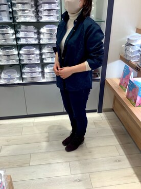 「アイテム（ビジネスシャツ、ブルー系）」を使った、BRICK HOUSE by Tokyo Shirts 水戸内原イオンモール店さん（レディース・151cm）の冬コーディネート