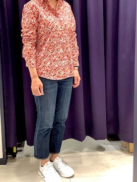 「アイテム（ビジネスシャツ、レッド系）」を使った、BRICK HOUSE by Tokyo Shirts 水戸内原イオンモール店さん（レディース・155cm）の夏コーディネート