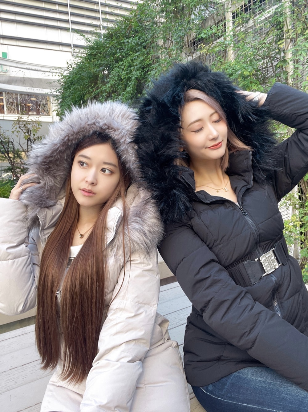 GYGY ベルト付きロングダウンコート GYGYベルト付きロングダウン