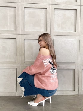 「GYDA（ジェイダ）のBUNNYSTERSカラーニットトップス（ニット/セーター）」を使った、Juriaさん（レディース・174cm）の秋コーディネート