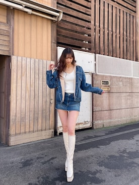 「GYDA（ジェイダ）のアイテム（テーラードジャケット）」を使った、Juriaさん（レディース・174cm）の冬コーディネート