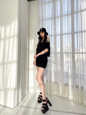 「GYDA（ジェイダ）のアイテム（ハット）」を使った、Juriaさん（レディース・174cm）の春コーディネート