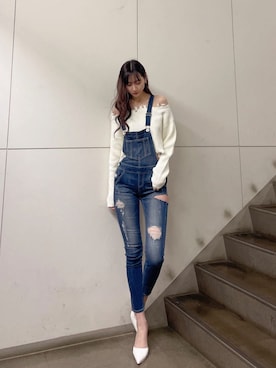 「GYDA（ジェイダ）のアイテム（キャミソール）」を使った、Juriaさん（レディース・174cm）の冬コーディネート