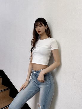 「GYDA（ジェイダ）のアイテム（キャミソール）」を使った、Juriaさん（レディース・174cm）の夏コーディネート