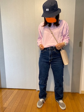 「Lee（リー）のアイテム（ハット）」を使った、＊TAN＊さん（レディース・154cm）の春コーディネート