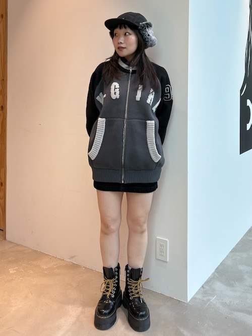 X-girl ニットジャケット STADIUM KNIT JACKET（ニット/セーター）｜X-girl（エックスガール）の