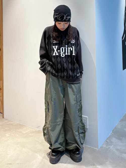 X-girl x UMBRO HALF ZIP JACQUARD KNIT TOP（ニット/セーター