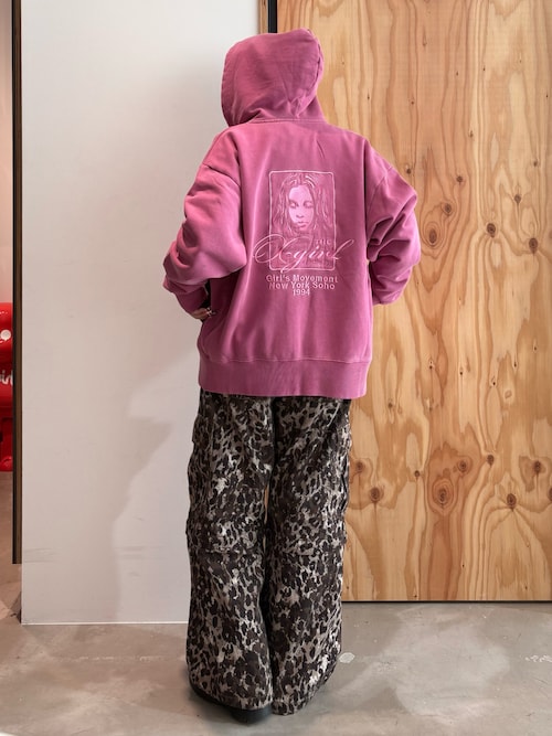 Xgirl ワインレッドパーカー ロンT2枚セット PIGMENT DYED FACE AND LOGO SQUARE PATCH ZIP UP SWEAT HOODIE