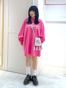 「x-girl_ootd」｜「アイテム（ワンピース/ドレス）」を使った、まさこさん（レディース・150cm）の春コーディネート