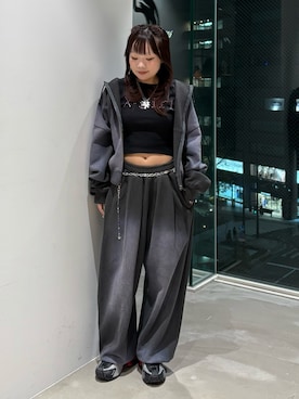 「アイテム（パーカー、グレー系）」を使った、まさこさん（レディース・150cm）の冬コーディネート