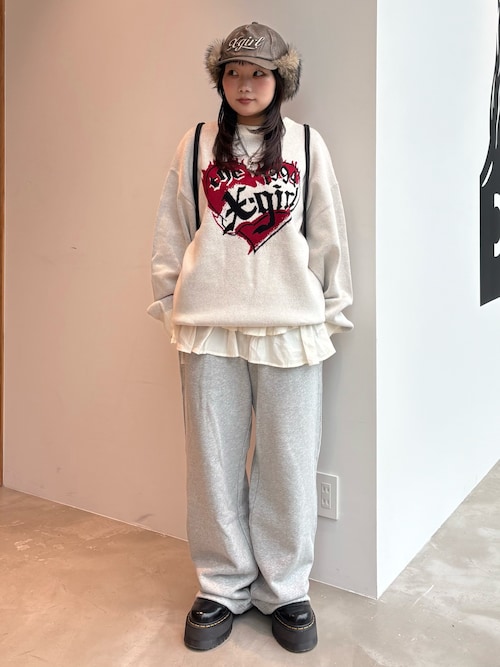 エックスガール セーター LETTERING LOGO JACQUARD KNIT TOP（ニット/セーター）｜X-girl