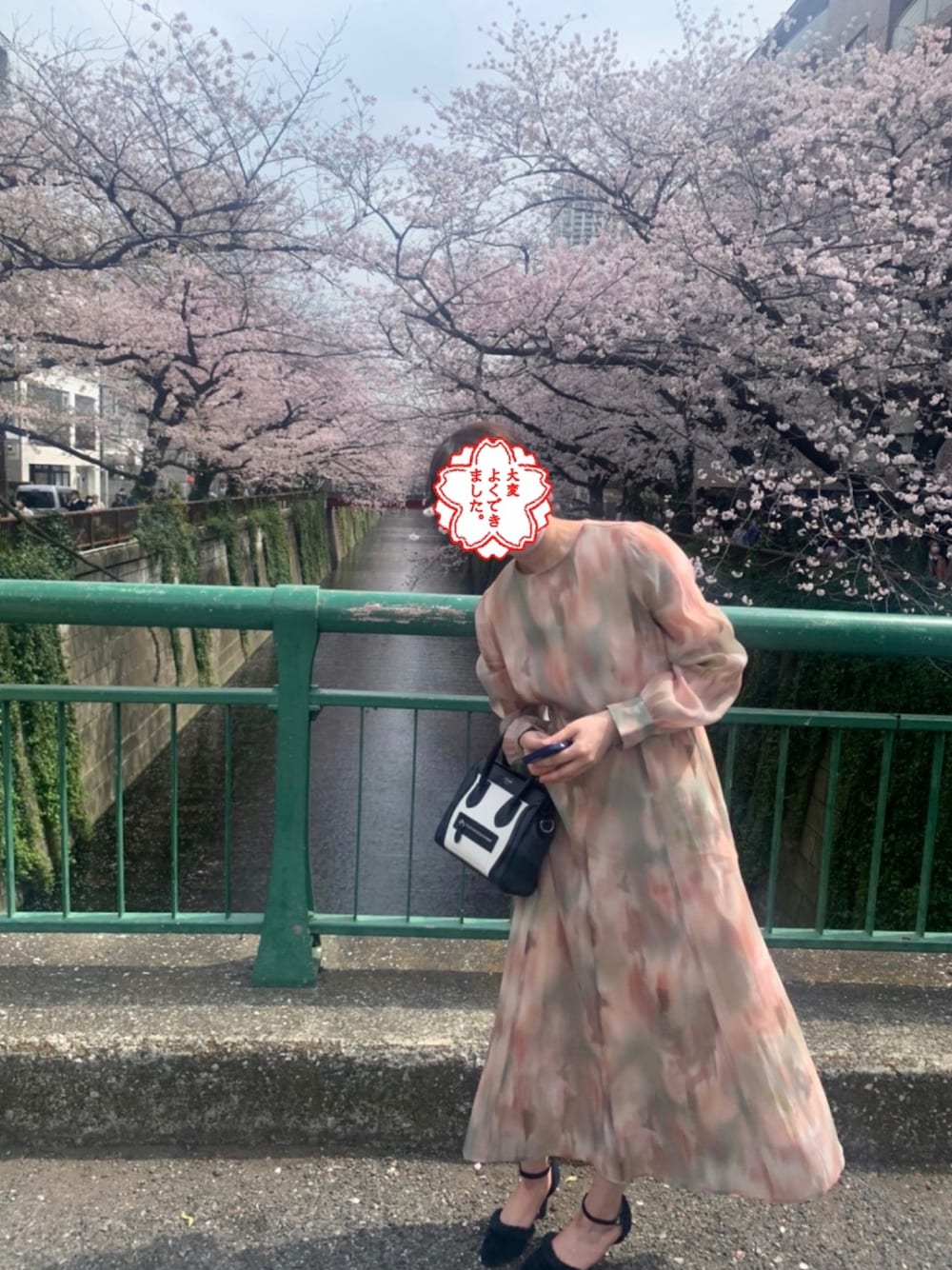 「Andemiuのアブストラクトガラワンピース272912（ワンピース、ピンク系）」を使った、hinyuugohanさん（レディース・156cm）の春コーディネートの1枚目の写真