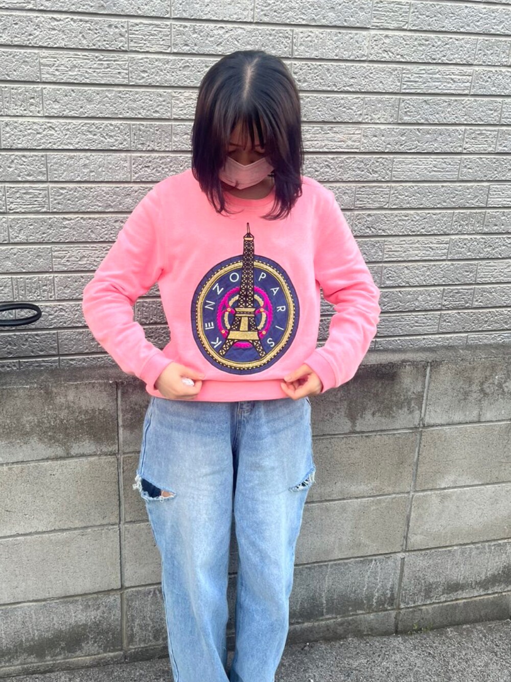「KENZOのアイテム（トップス、ピンク系）」を使った、hinyuugohanさん（レディース・156cm）の春コーディネートの1枚目の写真