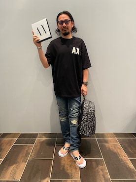 「ARMANI EXCHANGE（アルマーニエクスチェンジ）のアイテム」を使った、HJM812さん（メンズ・173cm）の春コーディネート