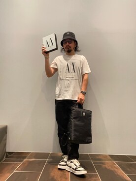 「ARMANI EXCHANGE（アルマーニエクスチェンジ）のアイテム」を使った、HJM812さん（メンズ・173cm）の夏コーディネート