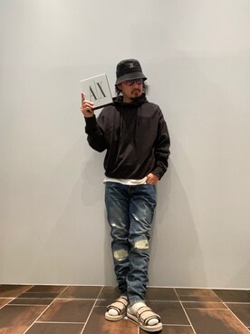 「ARMANI EXCHANGE（アルマーニエクスチェンジ）のアイテム」を使った、HJM812さん（メンズ・173cm）の夏コーディネート